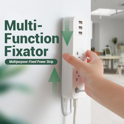 Self Adhesive Desktop Socket Fixer, Power Strip Holder Wall Mount with Cable Organizer Clips, Suitable for WiFi Routers, Remote Controls