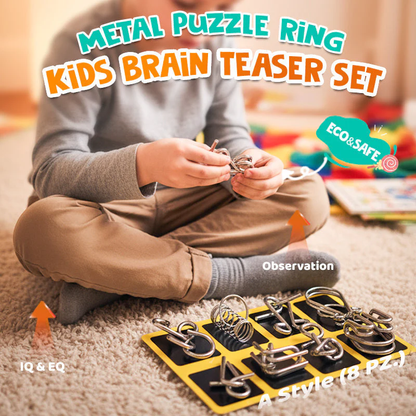🧠Christmas Limited-Time Offer: 50% OFF!!!🧠🔠Metal Puzzle Ring Eight-Piece Blue Version Brain Teasers