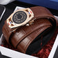 Men's PU Leather Business Belt with Automatic Buckle