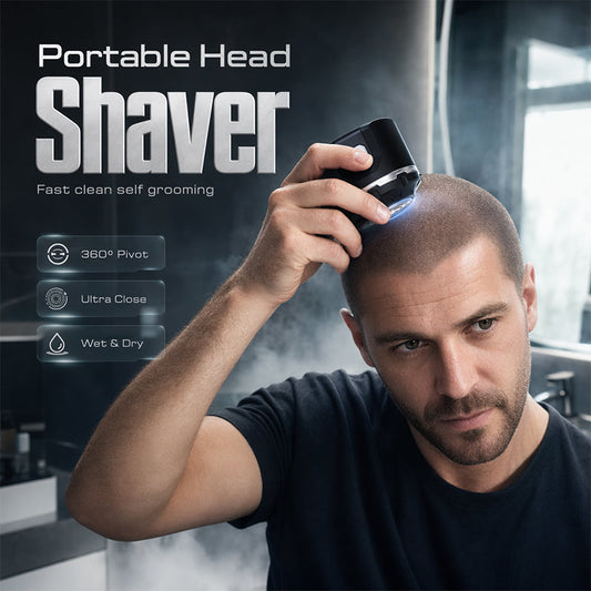 🥳2026 HOT SALE💪 50% OFF! Men‘s Electric Head Shaver – Stainless steel blades, ergonomic self‑haircut design. 6hr battery, compact & portable. DIY buzz cut at home! ⚡✨