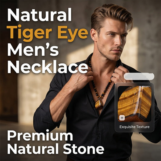 🔥50% OFF NOW🦁Men's Natural Tiger's‑Eye Beaded Necklace‑Stylish Energy Healing Stone Jewelry for Daily & Gift‑Giving
