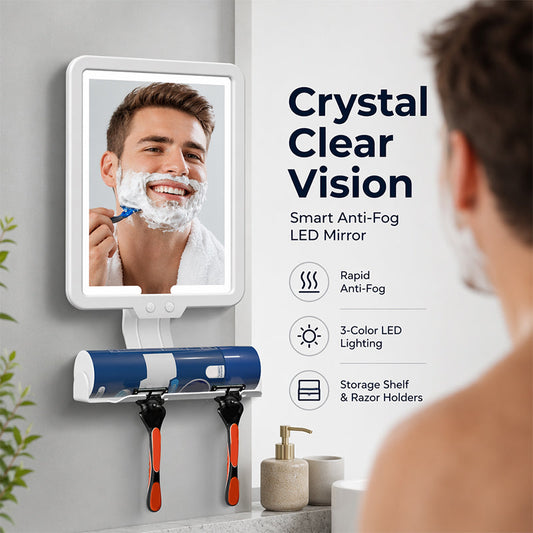 LED Shower Mirror with Heated Anti-Fog for Shaving