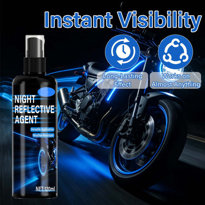 🏍️50% OFF NOW ! ✨Multipurpose Night Reflective Spray, Long‑Lasting Weather‑Resistant Reflective Agent, for Motorcycle, Bike & Outdoor Gear Night Safety