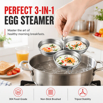 🎉 2026 Sale — Over 14,000 Sold! 🍳 3-in-1 Stainless Steel Egg Poacher – Poach, Steam, Bake – 304 Steel, Non-Stick Release, One Pan, Endless Breakfasts ✨