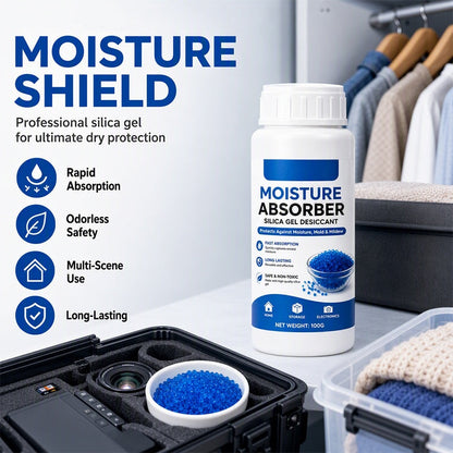 🥳2026 HOT SALE🥳💞50K+ SOLD! 💧🛡️ Silica Moisture Absorber Beads – rapid moisture capture, odorless & safe. 100g compact bottle for closets, electronics & storage! 🏠✅