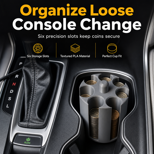 3D Printed Cylindrical Car Cup Holder Coin Organizer and Storage Box
